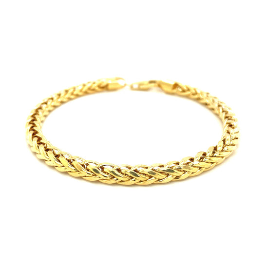 5.2mm 14k Yellow Gold Diamond Cut Round Franco Bracelet