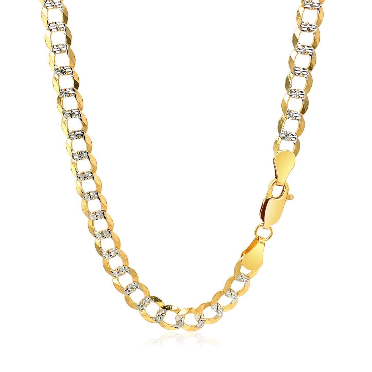 5.7mm 14k Two Tone Gold Pave Curb Chain