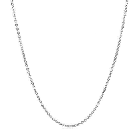 14k White Gold Round Cable Link Chain 1.3mm