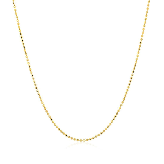 14k Yellow Gold Diamond Cut Bead Chain 1.0mm