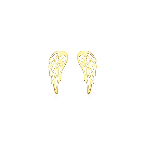 14k Yellow Gold Polished Wing Post Earrings