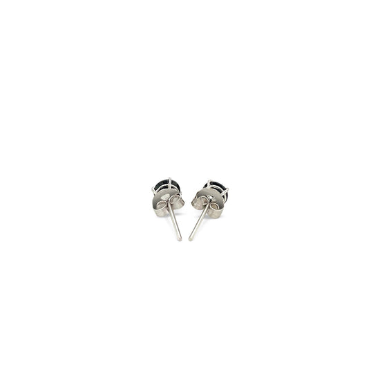 14k White Gold Stud Earrings with Black 4mm Cubic Zirconia