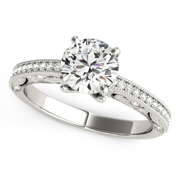 14k White Gold Antique Pronged Round Diamond Engagement Ring (1 1/8 cttw)