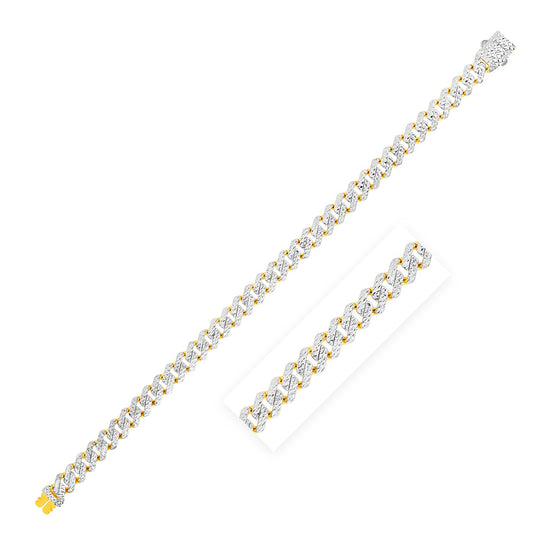 Modern Lite Edge Chain with White Pave in 14k Two Tone Gold (8.0mm)