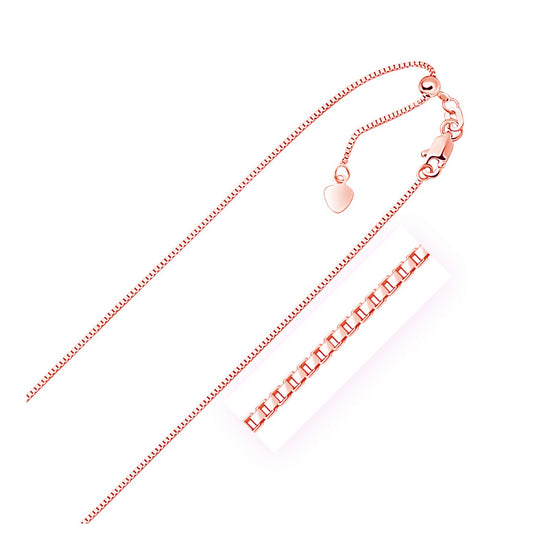 14k Rose Gold Adjustable Box Chain 0.85mm