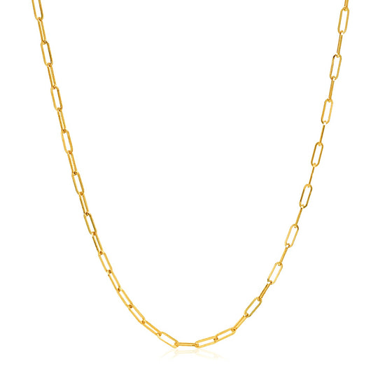 14k Yellow Gold Adjustable Paperclip Chain 1.5mm