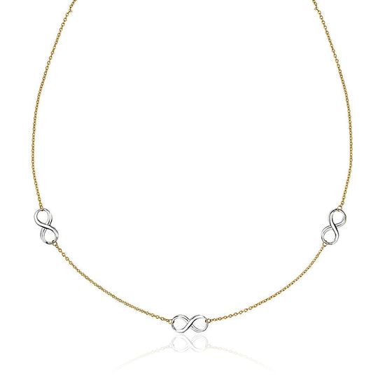 14k Two-Tone Gold Chain Necklace with Polished Infinity Stations