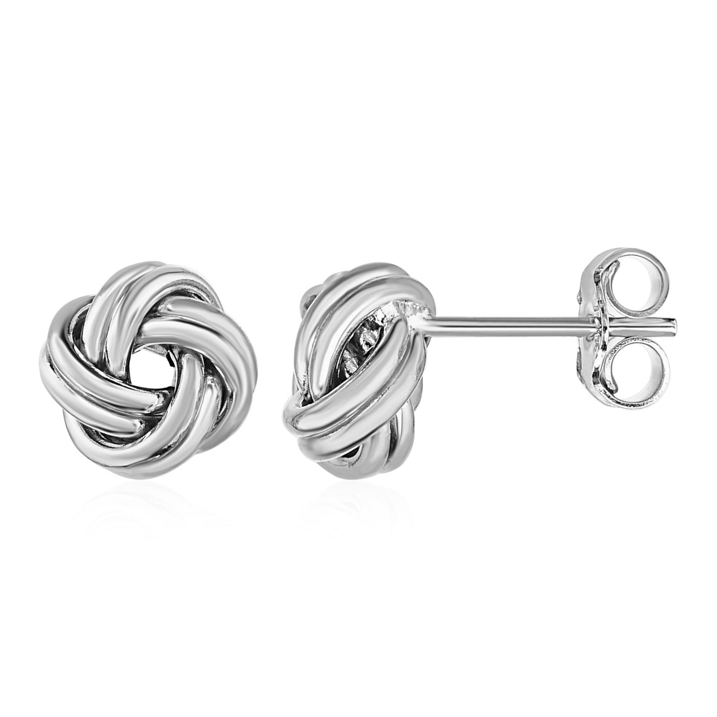 Love Knot Post Earrings in 14k White Gold