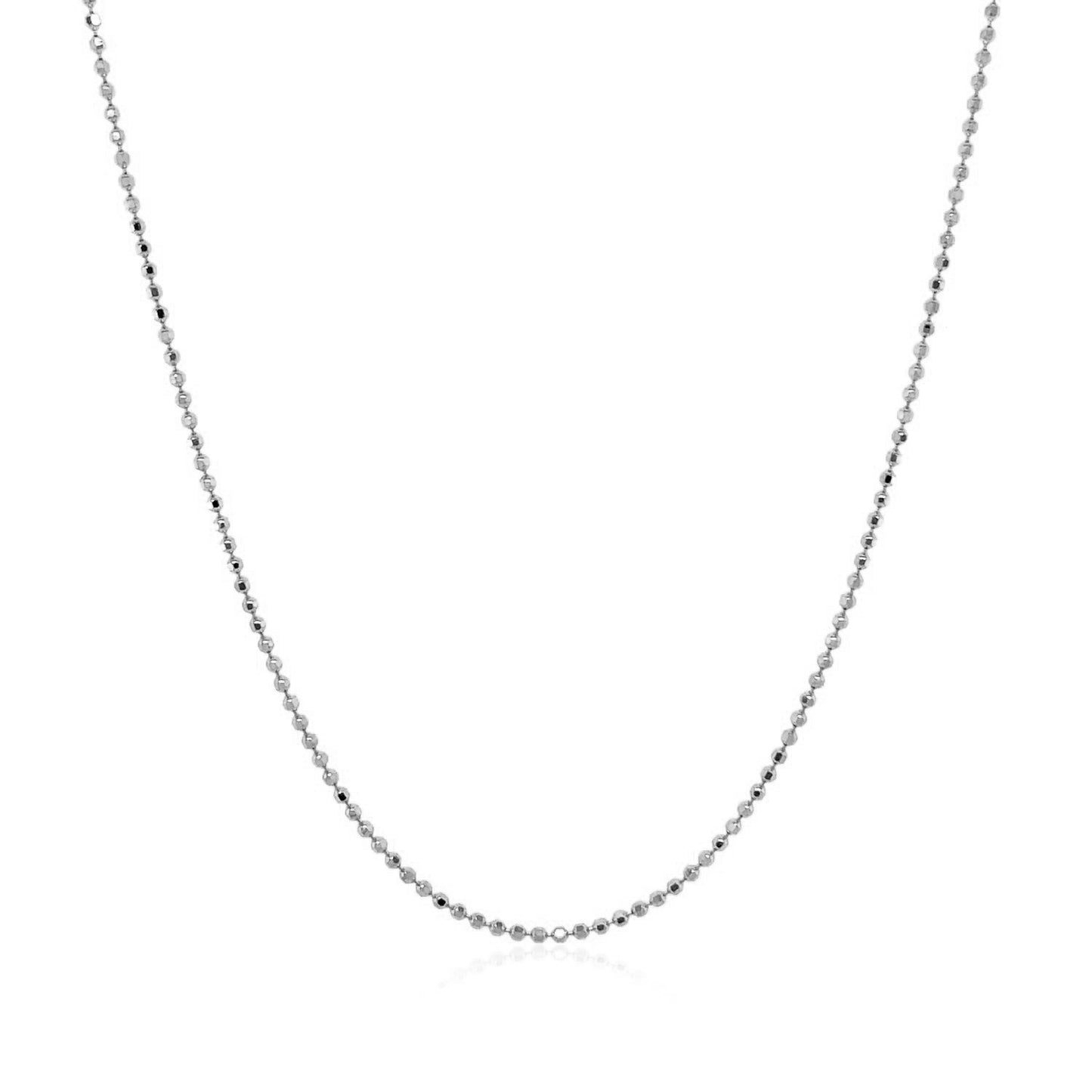 14k White Gold Diamond Cut Bead Chain 1.0mm