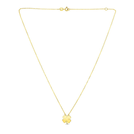 14K Yellow Gold Four Leaf Clover Necklace