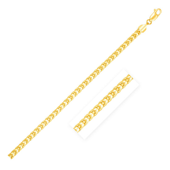 2.7mm 14k Yellow Solid Gold Diamond Cut Round Franco Chain