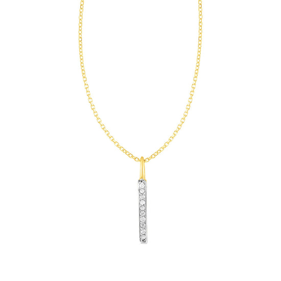 14k Yellow Gold Bar Pendant with Diamonds