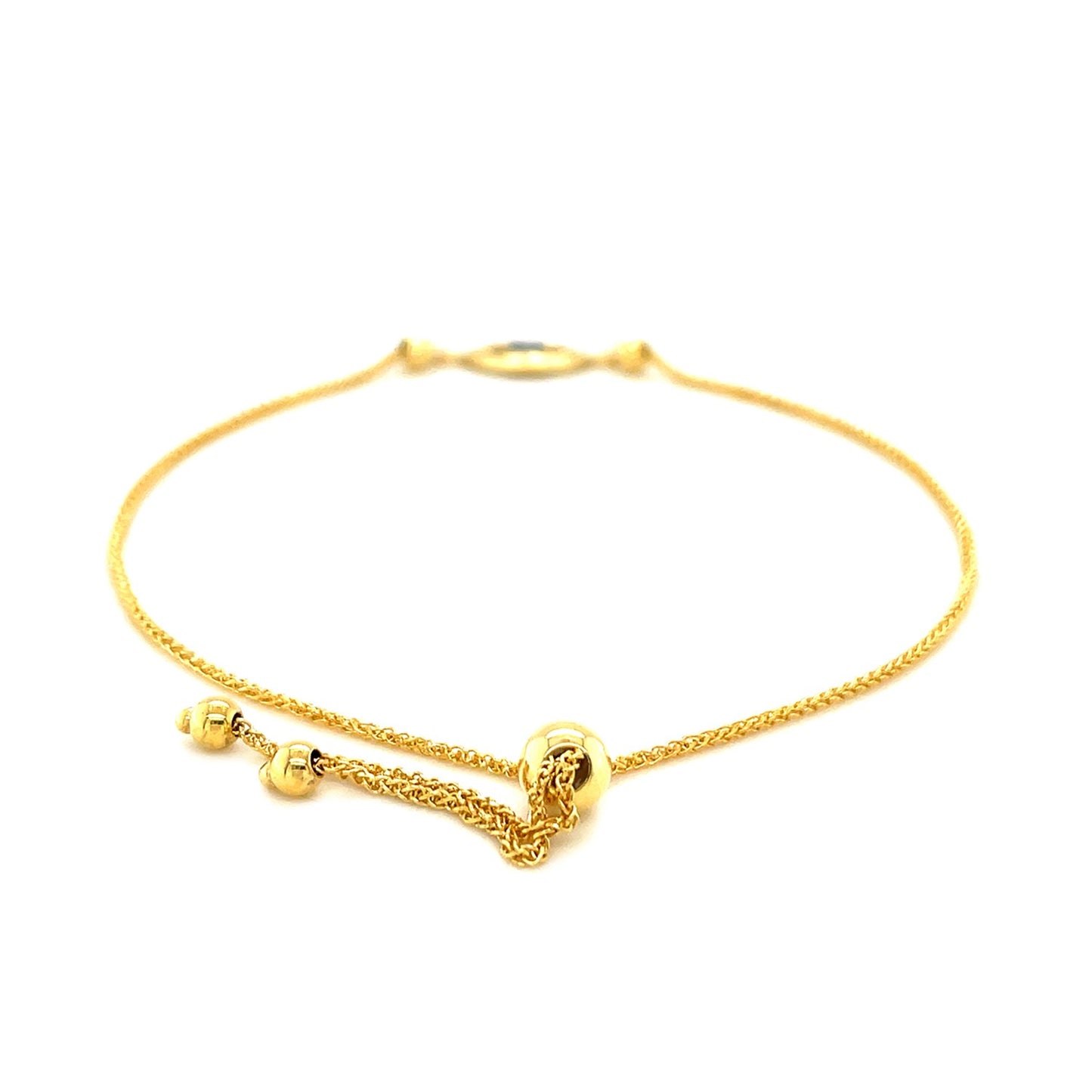 14k Yellow Gold Adjustable Evil Eye Bracelet