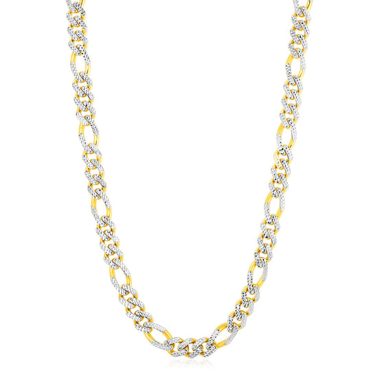 Modern Lite Figaro with White Pave Chain in 14K Yellow Gold (9.5mm)