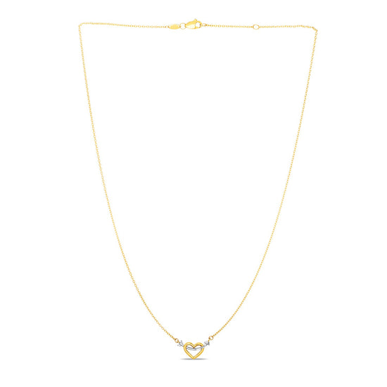 14k Two-Tone Gold Necklace with Interlaced Heart and Arrow Charm