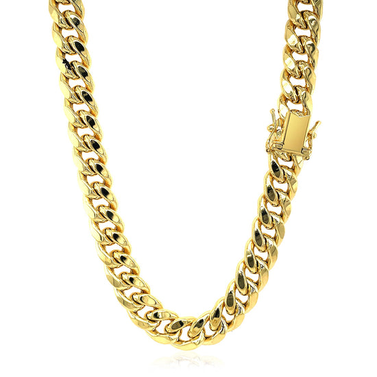 9.0mm 14k Yellow Gold Semi Solid Miami Cuban Chain