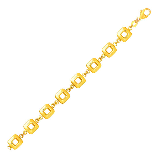 Bracelet with Shiny Square Links in 14k Yellow Gold