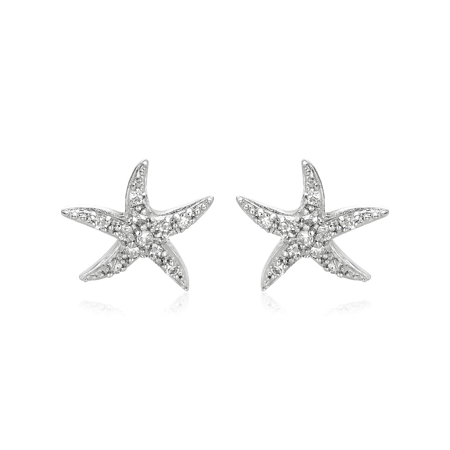Sterling Silver Starfish Earrings with Cubic Zirconias