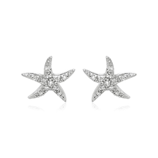 Sterling Silver Starfish Earrings with Cubic Zirconias