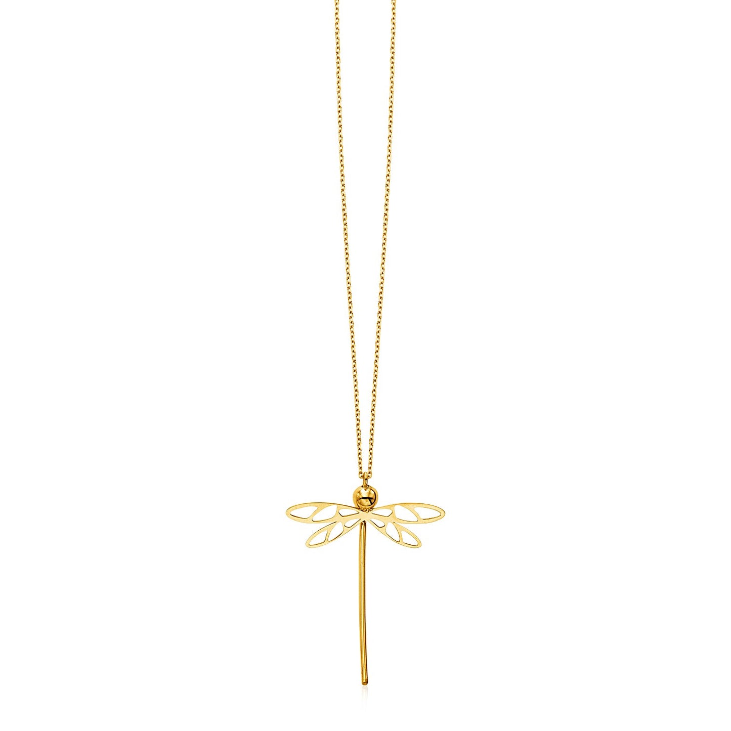 14k Yellow Gold Necklace with Dragonfly Pendant