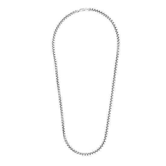 4.4mm Sterling Silver Rhodium Plated Round Box Chain