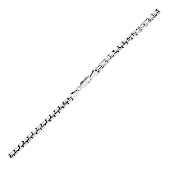 4.4mm Sterling Silver Rhodium Plated Round Box Chain