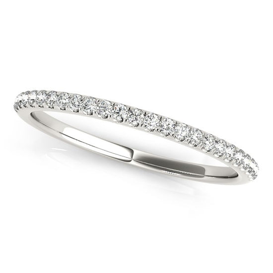 14k White Gold Round Diamond Pave Set Wedding Band (1/8 cttw)