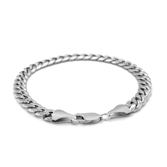 6.7mm 14k White Gold Miami Cuban Semi Solid Bracelet