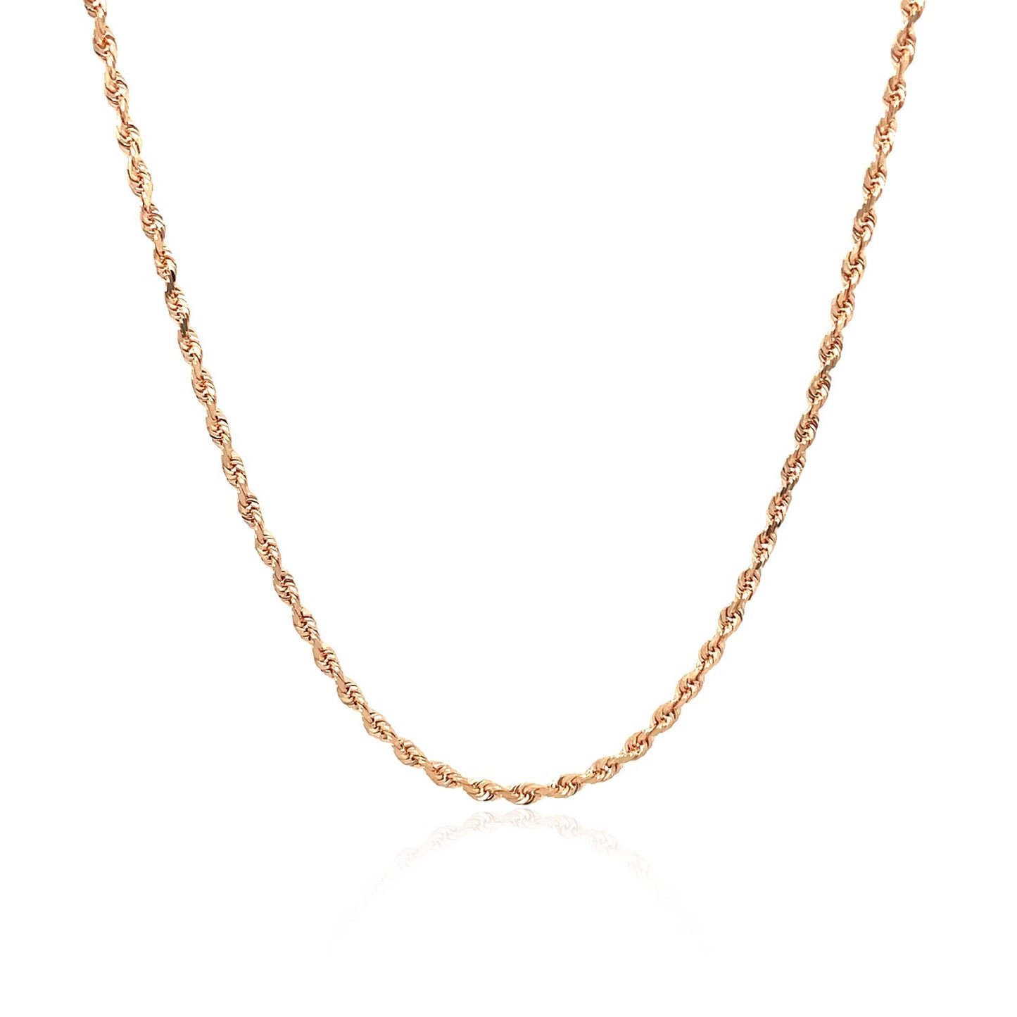 14k Rose Gold Solid Diamond Cut Rope Chain 1.5mm