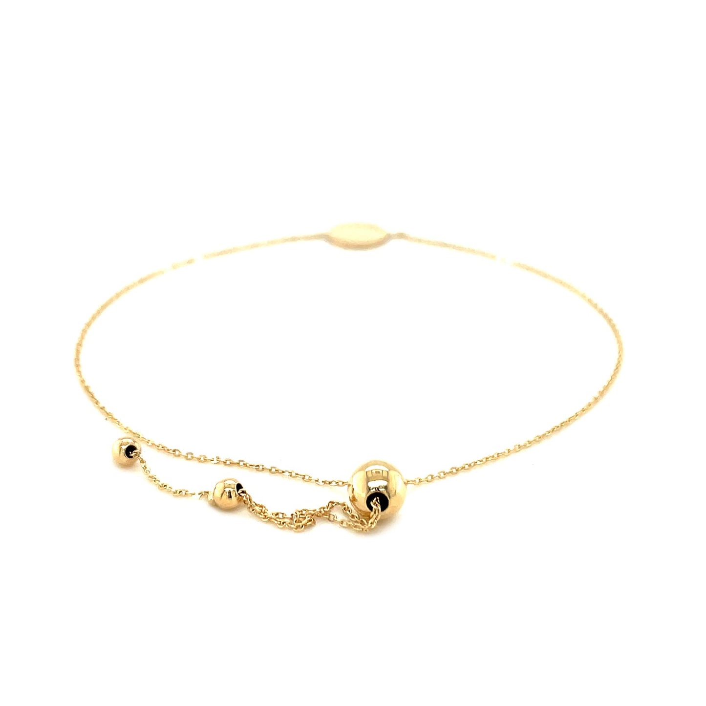 Adjustable Bracelet with Shiny Circle in 14k Yellow Gold