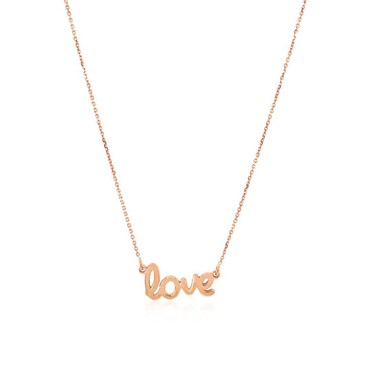 14k Rose Gold Script LOVE Necklace