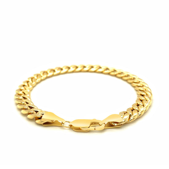 7.8mm 14k Yellow Gold Miami Cuban Semi Solid Bracelet