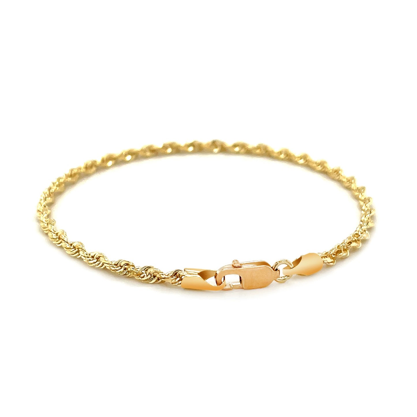 2.75mm 10k Yellow Gold Solid Diamond Cut Rope Bracelet