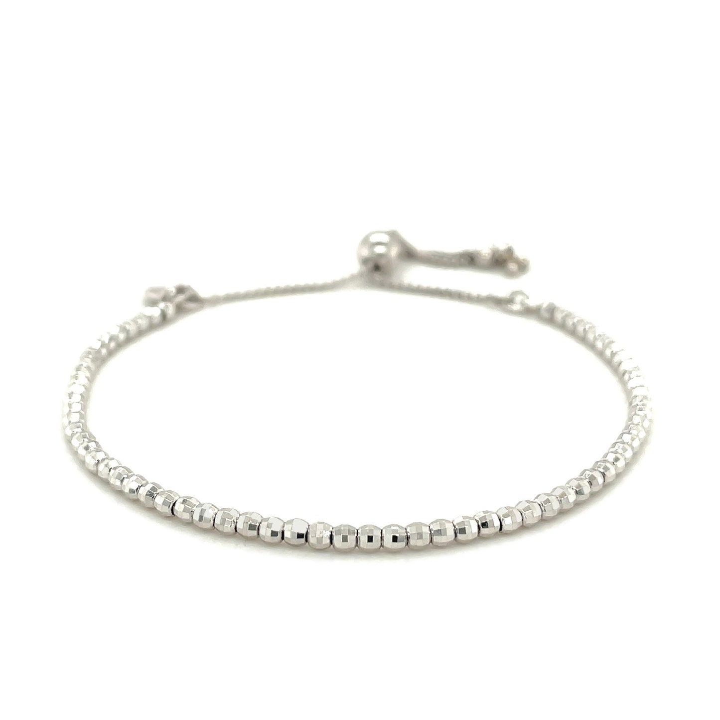 Adjustable Fine Shiny Beaded Bracelet in Sterling Silver