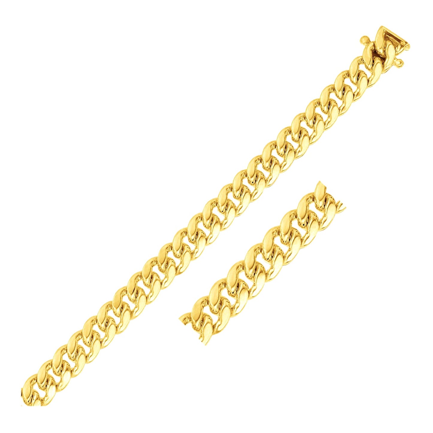 8.25mm 14k Yellow Gold Classic Miami Cuban Solid Bracelet