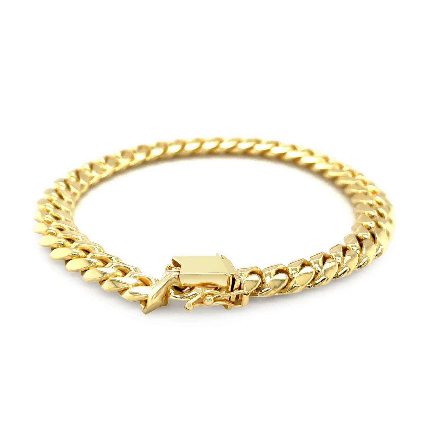 8.25mm 14k Yellow Gold Classic Miami Cuban Solid Bracelet