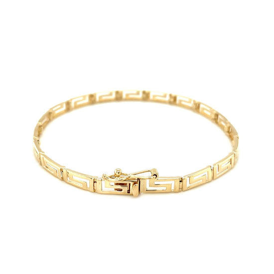 14k Yellow Gold Greek Fret Design Fancy Bracelet