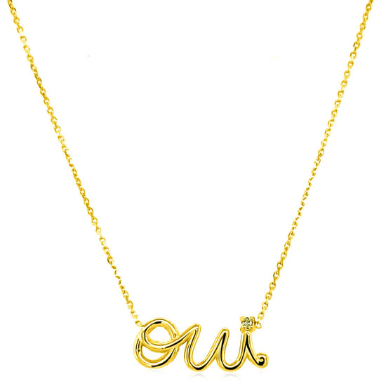 14K Yellow Gold Oui Necklace with Diamond