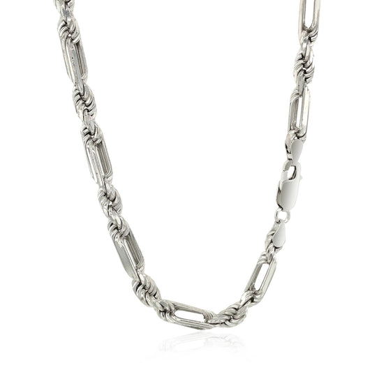Sterling Silver Rhodium Plated Figarope Chain 5.0mm