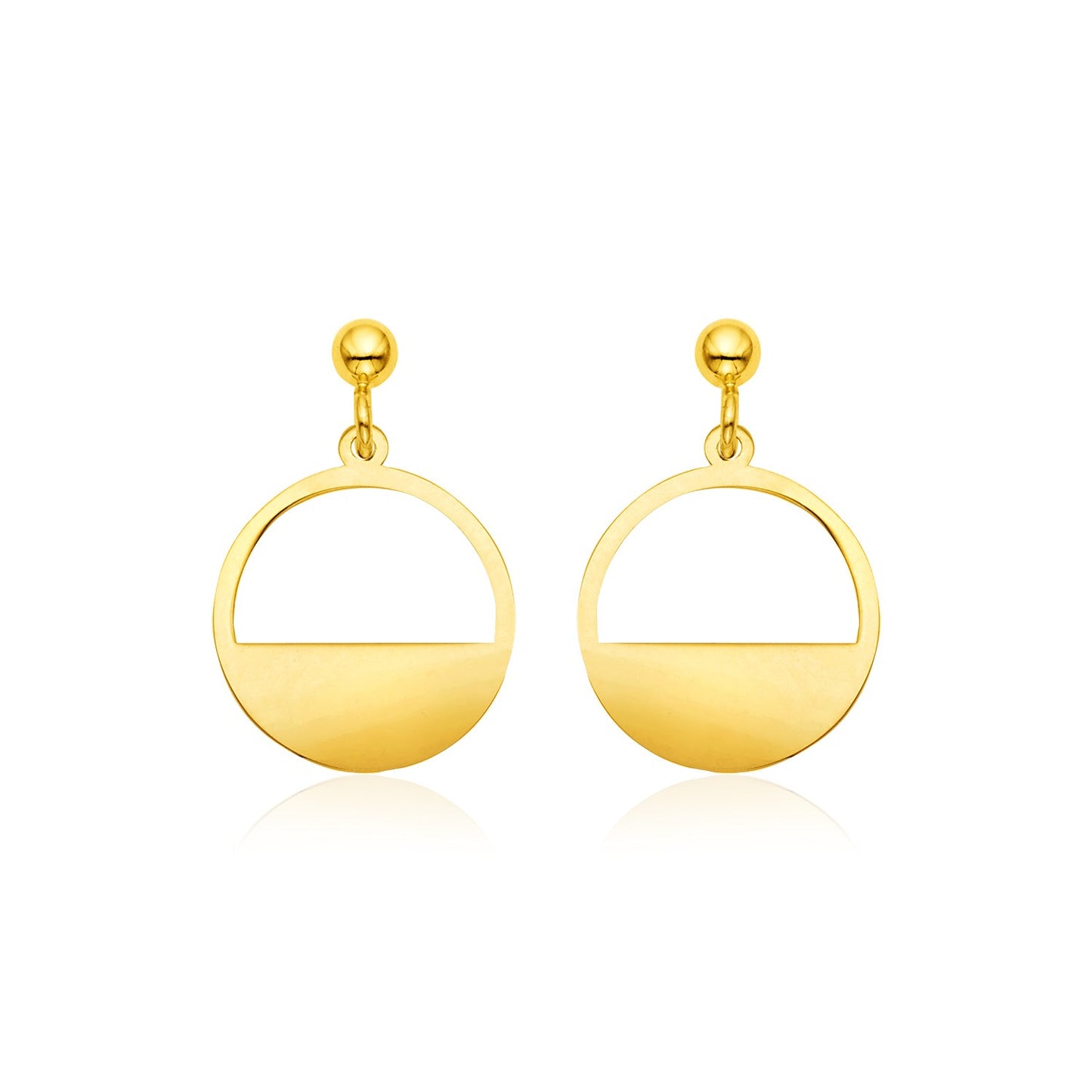 14k Yellow Gold Half Open Circle Earrings