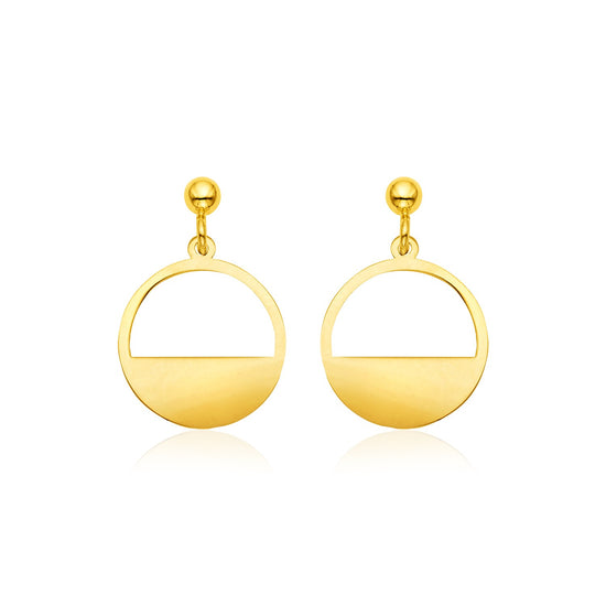 14k Yellow Gold Half Open Circle Earrings