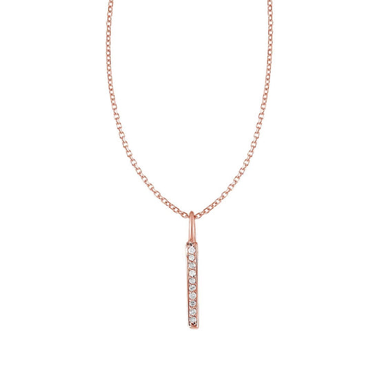 14k Rose Gold Bar Pendant with Diamonds