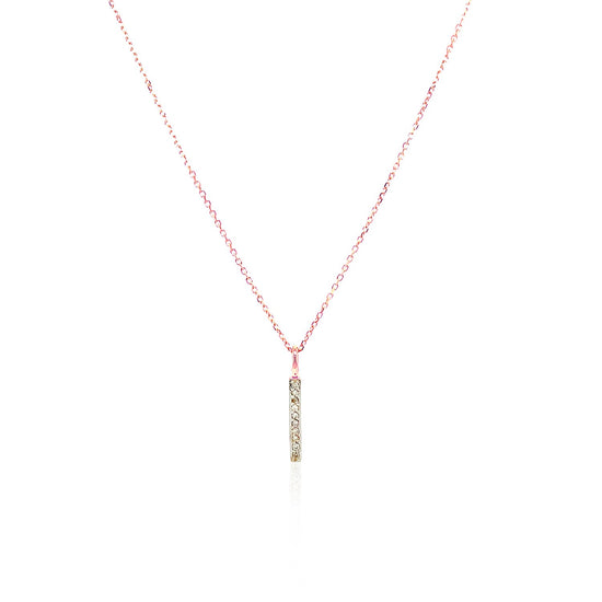 14k Rose Gold Bar Pendant with Diamonds