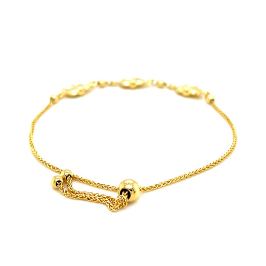 14k Yellow Gold Elephant Station Lariat Style Bracelet