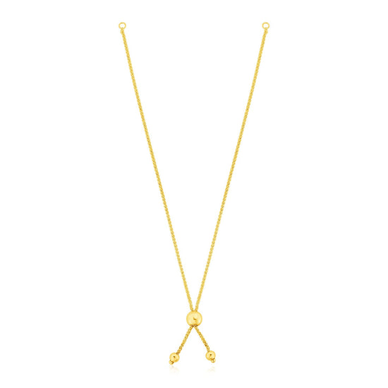 14k Yellow Gold 8 inch Adjustable Friendship Bracelet Chain with Ball Slide