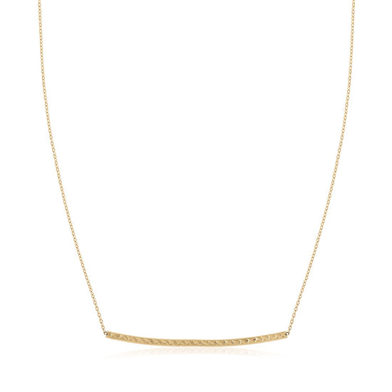 14k Yellow Gold Thin Textured Bar Necklace