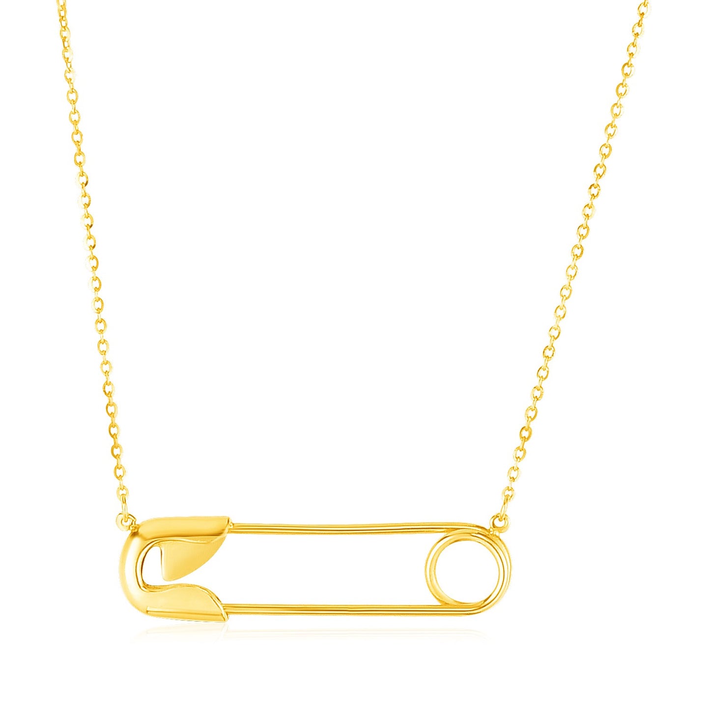 14k Yellow Gold Safety Pin Necklace