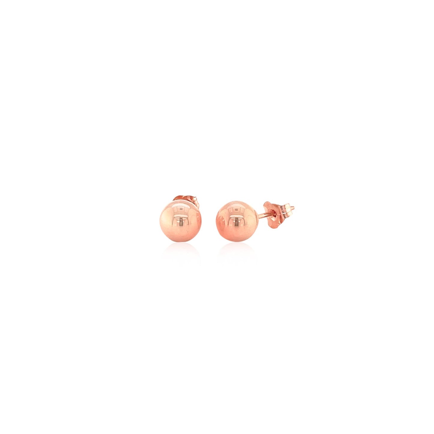 14k Rose Gold Classic Round Shape Stud Earrings (6.0 mm)