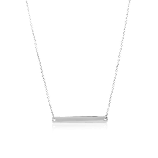 14k White Gold Smooth Flat Horizontal Bar Style Necklace