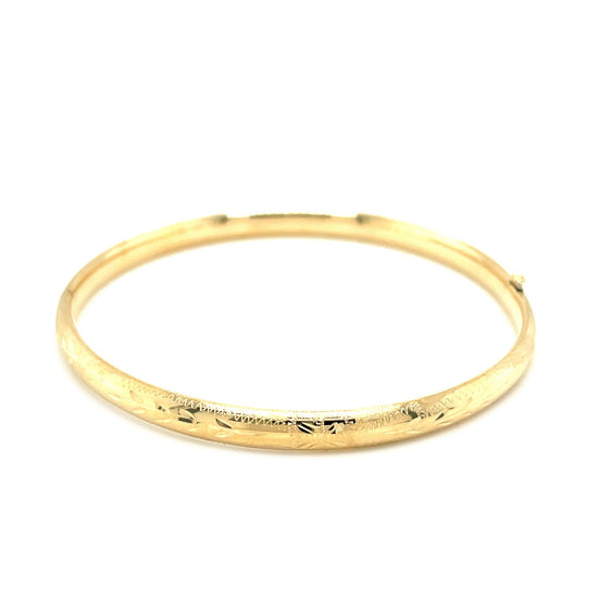 10k Yellow Gold Botanical Pattern Florentine Bangle